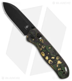 Kizer Azo Drop Bear Clutch Lock Knife Green Gold Fat Carbon (3" Black) Ki3619A1