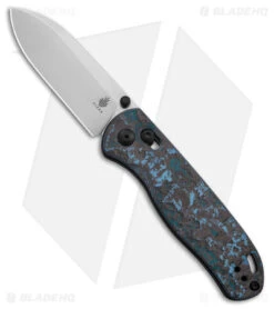 Kizer Azo Drop Bear Clutch Lock Knife Blue/Black Fat Carbon (3" Satin) Ki3619A2