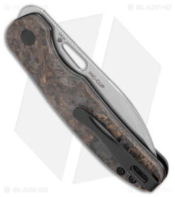 Kizer Azo Hic-cup Button Lock Knife Fat Carbon (3.1" Stonewash) V3606A1 -Kizer Store Kizer Azo Hic Cup Button Lock Fat Carbon Black Brown SW BHQ 176927 jr side