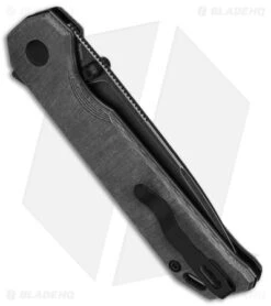 Kizer Azo Vanguard Begleiter XL Button Lock Knife Black Micarta (3.9" Black SW) -Kizer Store Kizer Azo Vanguard Begleiter XL BLK Black Micarta 3in Black SW BHQ 169681 td side