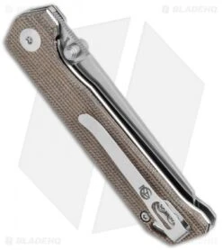 Kizer Azo Vanguard Mini Begleiter Liner Lock Knife Green Micarta (2.8" Satin) -Kizer Store Kizer Azo Vanguard Mini Begleiter LL Brown Resin Satin BHQ 121145 jr side