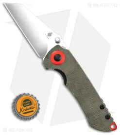 Kizer Christensen Critical Mini Liner Lock Knife Green Micarta (3" Satin) -Kizer Store Kizer Christensen Critical Mini LLK Black Micarta Red 3in Satin BHQ 169649 td size 2