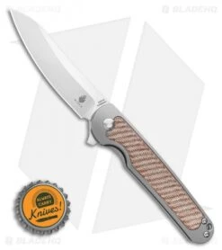 Kizer Clutch Frame Lock Knife Natural Micarta (3.39" Satin) Ki4556A3 -Kizer Store Kizer Clutch Frame Lock Knife tan brown Micarta 3.39 Satin Ki4556A2 BHQ 117843 LS Bottlecap