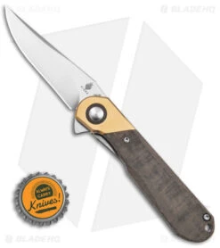 Kizer Vanguard Comet Liner Lock Knife Brass/Green Micarta (2.9" Satin) -Kizer Store Kizer Comet Vanguard LLK Brass Micarta 2in Satin BHQ 156412 td size