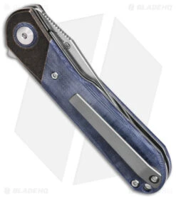 Kizer Vanguard Comet Liner Lock Knife Dark Brass/Denim Micarta (2.9" Satin) -Kizer Store Kizer Comet Vanguard LLK Denim Micarta 2in Satin BHQ 156272 td side