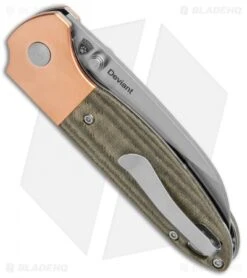 Kizer Conaway Deviant Liner Lock Knife Green Micarta/Copper (3" Satin) -Kizer Store Kizer Conaway Deviant LL Green G 10 Copper Satin V3575A1 BHQ 121177 jr side