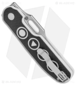 Kizer Cutlery Cormorant Plunge Lock Knife Black Button G-10 (3.25" Satin) -Kizer Store Kizer Cutlery Cormorant Black White G 10 Satin BHQ 142760 jr side