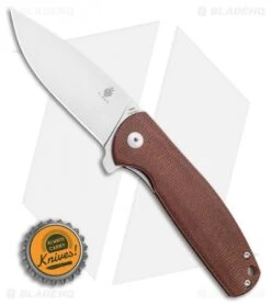 Kizer Vanguard Laconico Gemini Flipper Brown Micarta (3.1" Stonewash) V3471E2 -Kizer Store Kizer Cutlery Gemini Linerlock Brown Micarta BHQ 115673 LS Bottlecap