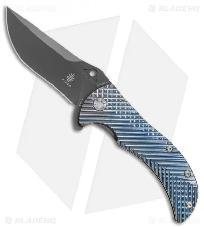 Kizer Zambi Frame Lock Knife Blue Titanium (3.625" Gray) KI4434A2 1 Kizer Zambi Frame Lock Knife Blue Titanium (3.625" Gray) KI4434A2
