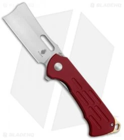 Kizer D.O.C.K. Quatch Cleaver Liner Lock Knife Red G-10 (2.9" Stonewash) V3574