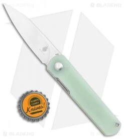 Kizer Feist Front Flipper Knife Natural Jade G-10 (2.8" Stonewash M390) -Kizer Store Kizer Feist FF Natural Jade Satin M390 BHQ 120690 jr bottlecap
