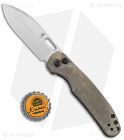 Kizer Azo Hic-cup Button Lock Knife Green Micarta (3.1" Satin) V3606C1 -Kizer Store Kizer Hic cup Button Lock Green Micarta Satin BHQ 145759 jr bottlecap