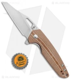 Kizer Horn Frame Lock Flipper Knife Tan Micarta (3.1" Satin) Ki3557 -Kizer Store Kizer Horn FL Flipper Natural Micarta Satin V3557N1 BHQ 106885 jr bottlecap