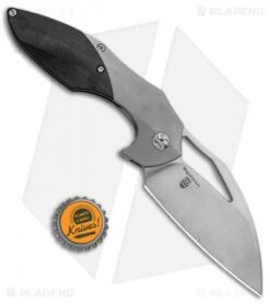 Kizer Isham Megatherium Left Hand Flipper Knife Ti/CF (3.6" Stonewash) KI4502L1 -Kizer Store Kizer Isham Megatherium Left Hand Ti CF SW KI4502L1 BHQ 88598 jr bottlecap