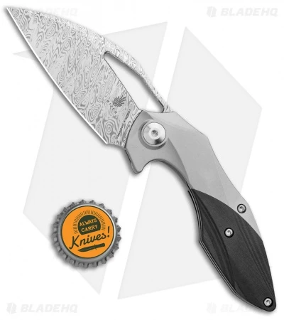 Kizer Isham Minitherium Flipper Knife Ti/Carbon Fiber (3" Odin Heim Damasteel) 4 Kizer Isham Minitherium Flipper Knife Ti/Carbon Fiber (3" Odin Heim Damasteel) - Image 4