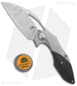 Kizer Isham Minitherium Flipper Knife Ti/Carbon Fiber (3" Vinland Damasteel) -Kizer Store Kizer Isham Minitherium Ti CF Damasteel Ki3502D2 BHQ 97003 jr bottlecap