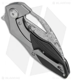 Kizer Isham Minitherium Flipper Knife Ti/Carbon Fiber (3" Vinland Damasteel) -Kizer Store Kizer Isham Minitherium Ti CF Damasteel Ki3502D2 BHQ 97003 jr side