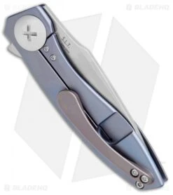 Kizer John Gray S.L.T. Flipper Knife Titanium Blue (3.5" Stonewash) Ki4474A3 -Kizer Store Kizer John Gray S.L.T. Flipper Ti Blue SW Ki4474A3 BHQ 102455 jr side