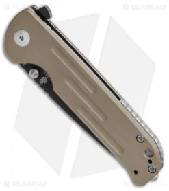 Kizer Justice Liner Lock Flipper Knife Brown G-10 (3.75" Black SW Serr) -Kizer Store Kizer Justice LL Brown G 10 Black Serr V4543N2 BHQ 107555 jr spine