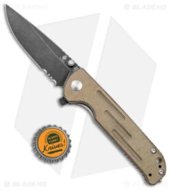 Kizer Justice Liner Lock Flipper Knife Green Micarta (3.75" Black SW) -Kizer Store Kizer Justice LL Flipper Green Micarta Black SW Serr BHQ 156492 jr bottlecap