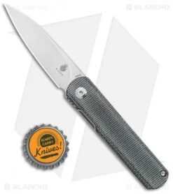 Kizer Lundquist Feist Front Flipper Knife Black Micarta (2.8" Stonewash) -Kizer Store Kizer Lundquist Feist FF Black Micarta SW BHQ 117014 jr bottlecap