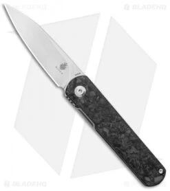 Kizer Lundquist Feist Front Flipper Knife Shred CF (2.8" Stonewash) Ki3499E4