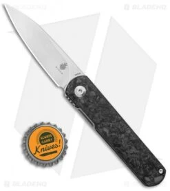 Kizer Lundquist Feist Front Flipper Knife Shred CF (2.8" Stonewash) Ki3499E4 -Kizer Store Kizer Lundquist Feist FF Shred CF SW BHQ 117011 jr bottlecap