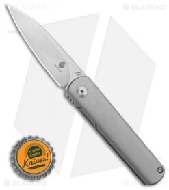 Kizer Feist Front Flipper Knife Gray Titanium (2.8" Stonewash) Ki3499 -Kizer Store Kizer Lundquist Feist Frame Lock Front Flipper Knife Ti 2.8in Stonewash Ki3499 BHQ 52392 LS Bottlecap