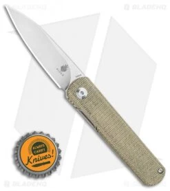 Kizer Lundquist Feist Front Flipper Knife Green Micarta (2.8" Stonewash) -Kizer Store Kizer Lundquist Feist Front Flipper Knife Green Micarta 2.8 Stonewash Ki3499E5 BHQ 117012 LS Bottlecap