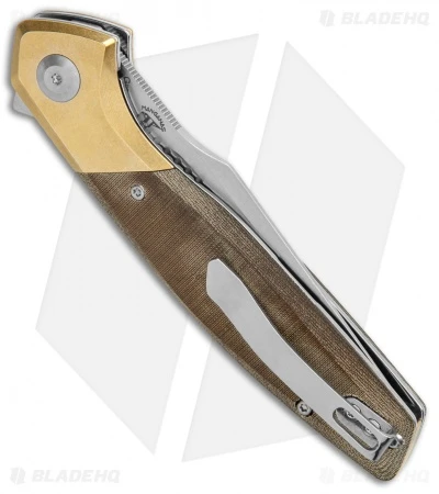 Kizer Manganas Grazioso Liner Lock Knife Green Micarta/Brass (3.4" Satin) 3 Kizer Manganas Grazioso Liner Lock Knife Green Micarta/Brass (3.4" Satin) - Image 3