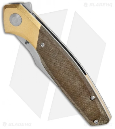 Kizer Manganas Grazioso Liner Lock Knife Green Micarta/Brass (3.4" Satin) 2 Kizer Manganas Grazioso Liner Lock Knife Green Micarta/Brass (3.4" Satin) - Image 2