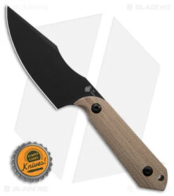 Kizer Maverick Customs Harpoon Fixed Blade Knife Natural Micarta (3.94" Black) -Kizer Store Kizer Maverick Customs Harpoon FBK Natural Micarta 3in Black BHQ 180914 td size