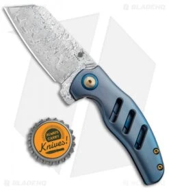 Kizer Mini Sheepdog C01C Knife Blue Titanium (2.6" Odin Heim Damasteel) -Kizer Store Kizer Mini Sheepdog Blue Ti C01C Odin Heim Damasteel Ki3488D2 BHQ 92736 jr bottlecap