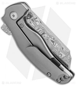 Kizer Mini Sheepdog C01C Frame Lock Knife Titanium (2.6" Vinland Damasteel) -Kizer Store Kizer Mini Sheepdog Ti C01C Vinland Damasteel Ki3488D1 BHQ 85510 jr side