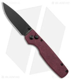 Kizer Vanguard Original Button Lock Knife Red Richlite (3" Black)
