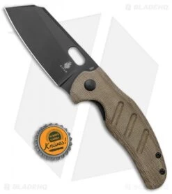 Kizer Vanguard Sheepdog Liner Lock Thumb Hole Knife Green Micarta (3.25" 10V) -Kizer Store Kizer Sheepdog C01C Green Micarta Black Hole V4488EE jr bottlecap