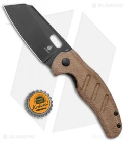 Kizer Vanguard Sheepdog Liner Lock Thumb Hole Natural Micarta (3.25" Black 10V) -Kizer Store Kizer Sheepdog C01C Natural Micarta Black Hole V4488EC jr bottlecap
