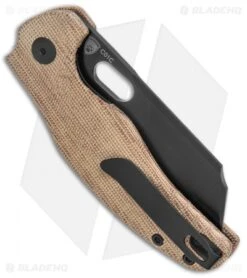 Kizer Vanguard Sheepdog Liner Lock Thumb Hole Natural Micarta (3.25" Black 10V) -Kizer Store Kizer Sheepdog C01C Natural Micarta Black Hole V4488EC jr side