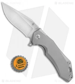 Kizer Uprising Clip Point Frame Lock Knife Titanium (3.6" Stonewash) Ki4491A1 -Kizer Store Kizer Uprising Ti SW Ki4491A1 BHQ 52444 jr bottlecap 3