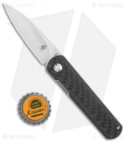 Kizer Vanguard Feist Front Flipper Knife Carbon Fiber (2.8" Stonewash BD1N) -Kizer Store Kizer Vangard Lundquist Feist Twill CF SW V3499E3 BHQ 118278 jr bottlecap