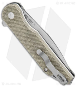 Kizer Vanguard Elstner Assassin XL Button Lock Knife Green Micarta (3.4" Satin) -Kizer Store Kizer Vanguard Elstner Assassin XL Button Lock Green Micarta Satin BHQ 169650 jr side