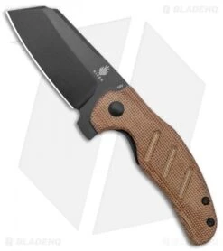 Kizer Vanguard Mini Sheepdog Knife Natural Brown Micarta (2.6" Black CPM-10V)