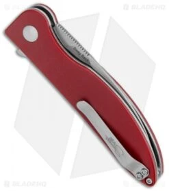 Kizer Swaggs Swayback Button Lock Knife Red Micarta (3" Stonewash) V3566N4 -Kizer Store Kizer Vanguard Swaggs Swayback Red Micarta SW V3566N4 BHQ 126630 jr side