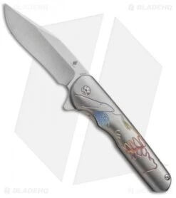 Kizer Cutlery Flashbang Skully Flipper Knife Titanium (3.5" Stonewash) Ki454A2
